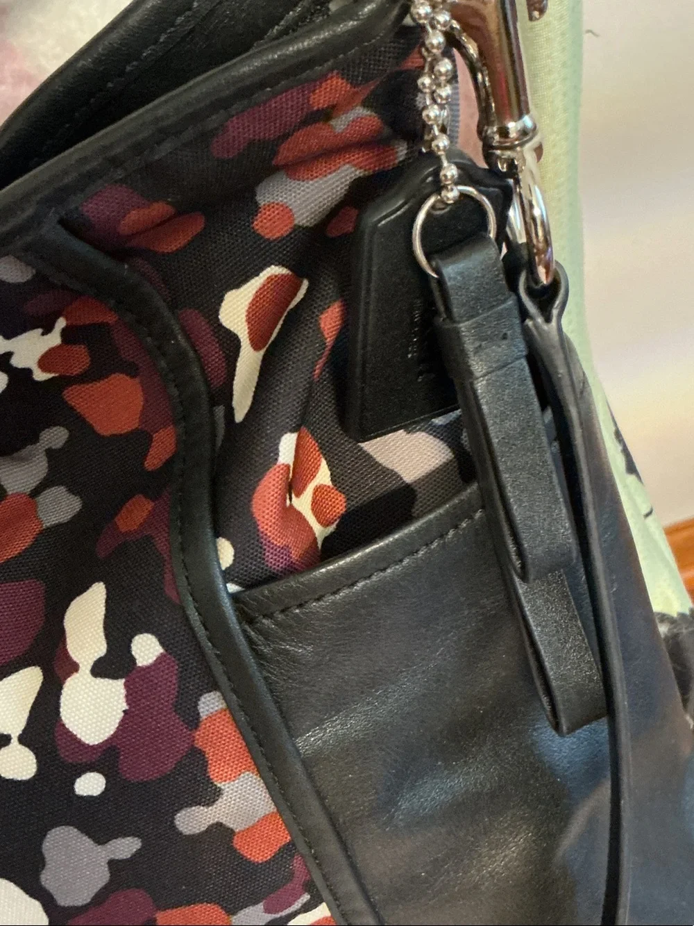 Coach Black Multi-Color Abstract Print Shoulder Bag